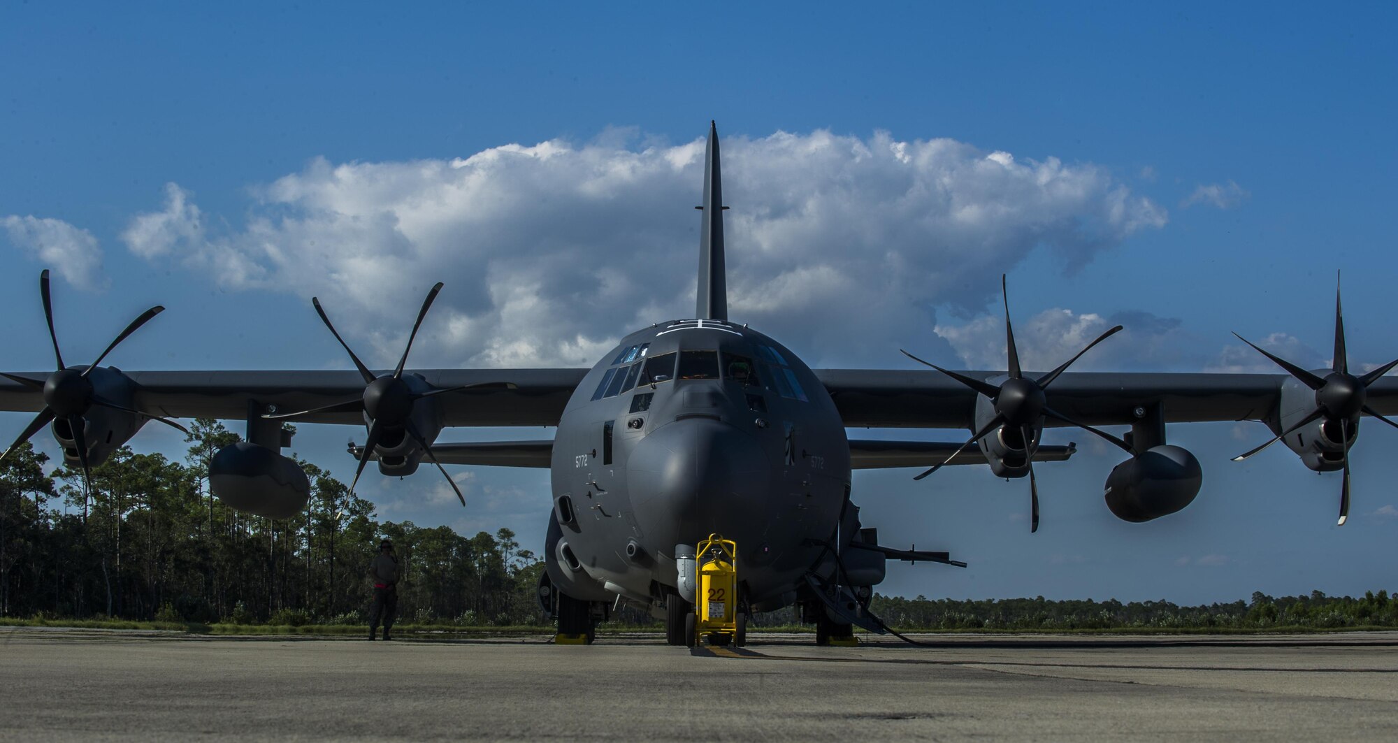 The AC-130J Ghostrider gunship is a highly modified C-130J aircraft, and fourth generation gunship that contains advanced features. The primary missions of the AC-130J are close-air support, air interdiction and armed reconnaissance. The close-air-support missions include troops in contact, convoy escort and point-air defense. (U.S. Air Force photo by Airman 1st Class Isaac O. Guest IV)