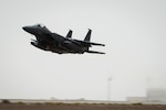 A U.S. Air Force F-15 Strike Eagle takes off for a sortie in Southwest Asia, July 18, 2016. Speaking with Pentagon reporters Sept. 13, 2016, Air Force Lt. Gen. Jeffrey Harrigan, air component commander for the campaign to counter the Islamic State of Iraq and the Levant, said his focus remains on creating an insurmountably tough and complex set of problems for ISIL across Iraq and Syria. Air Force photo by Staff Sgt. Larry E. Reid Jr.