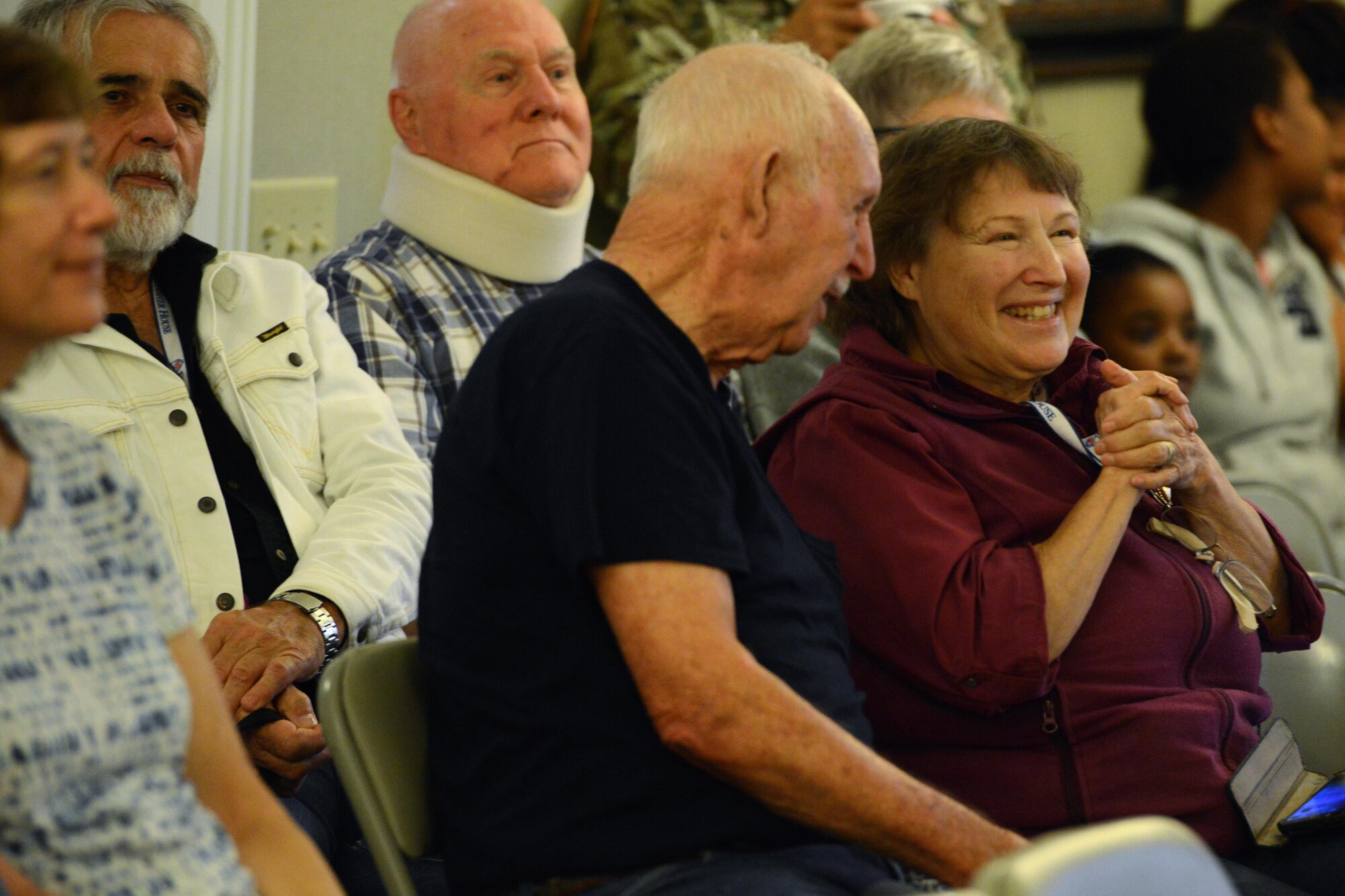 Attendees applaud following a Re-Creation USA performance at the Alaska Fisher House, at Joint Base Elmendorf-Richardson, Alaska, Sept. 9, 2016. Re-Creation performs more than 300 shows annually. 