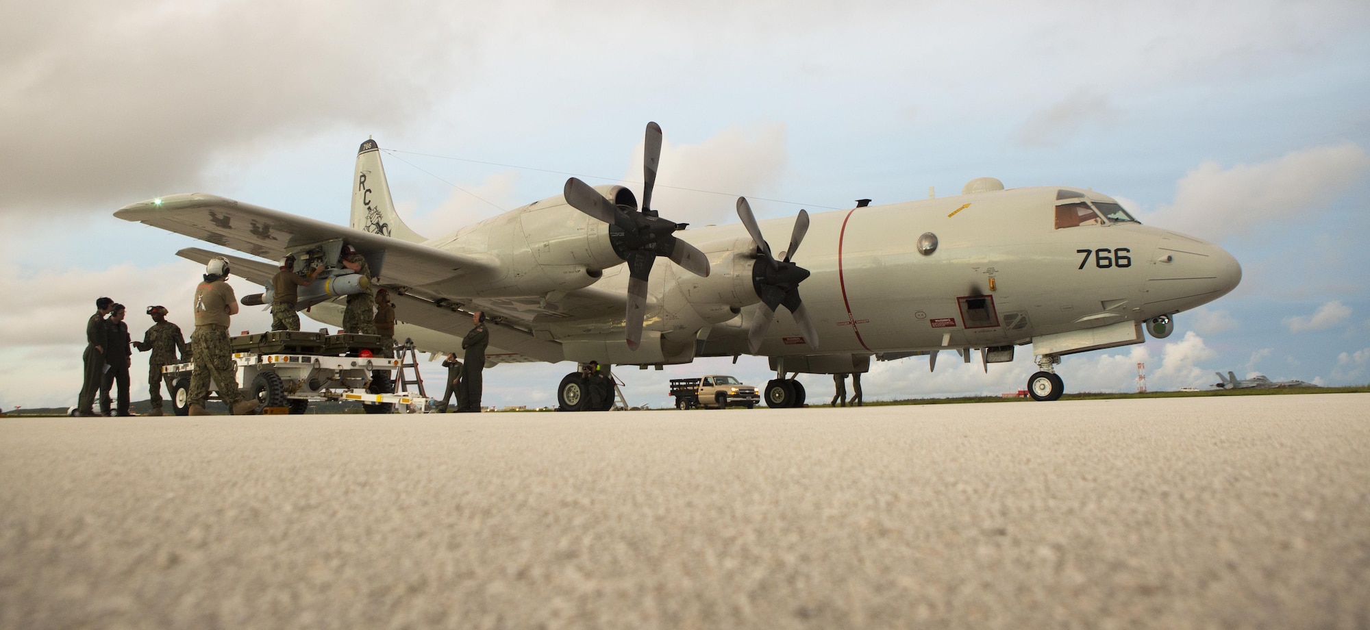 U.S. Navy sailors of Patrol Squadron 46 load a P-3 Orion aircraft with AGM-65F MAVERICKS Air to Surface Missiles prior to a sinking exercise Sept. 13, 2016, at Andersen Air Force Base, Guam, during Valiant Shield 2016. SINKEX provided service members the opportunity to gain proficiency in tactics, targeting, and live firing against a surface target at sea. Valiant Shield is a biennial, U.S. -only field-training exercise with a focus on integration of joint training among U.S. forces. (U.S. Marine Corps photo by Sgt. Justin Fisher)