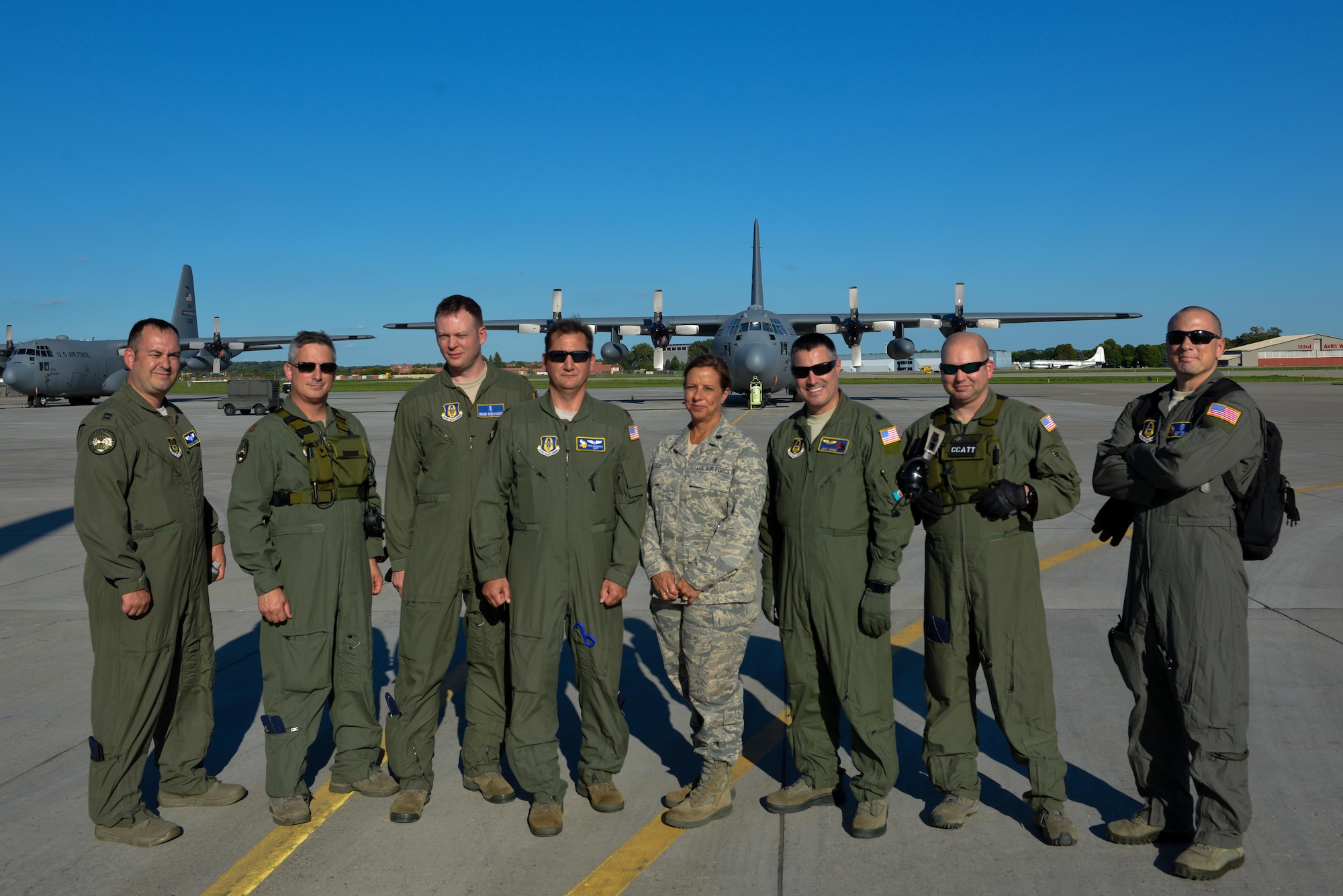 From left, CCCAT members Capt. Brian Assad, Maj.Steven Murphy, Lt. Col Michael Mackovich, Lt. Col. Julie Lecci, Lt. Col. Jeff Young, Maj. Jeff Pepin and Tech. Sgt. David Pasko.