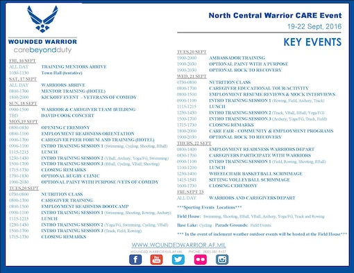 U.S. Air Force Wounded Warrior Program CARE Event schedule for Offutt Air Force Base, Neb.