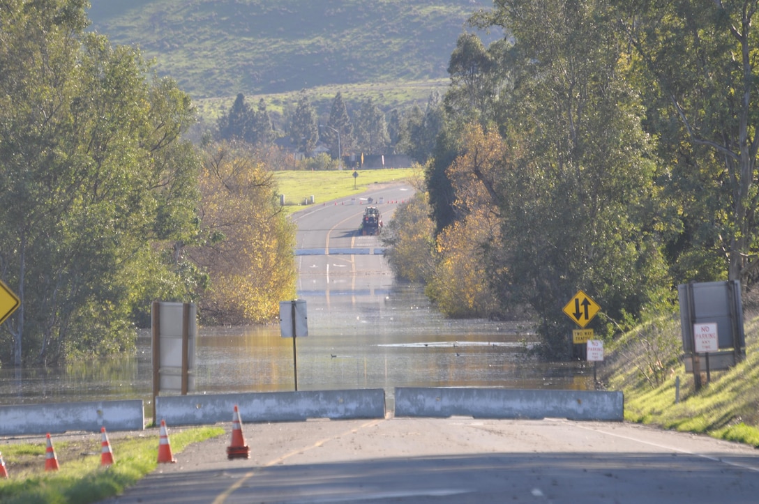 Flooding in December 2010 resulted in the closure of roads in the Prado Dam basin.