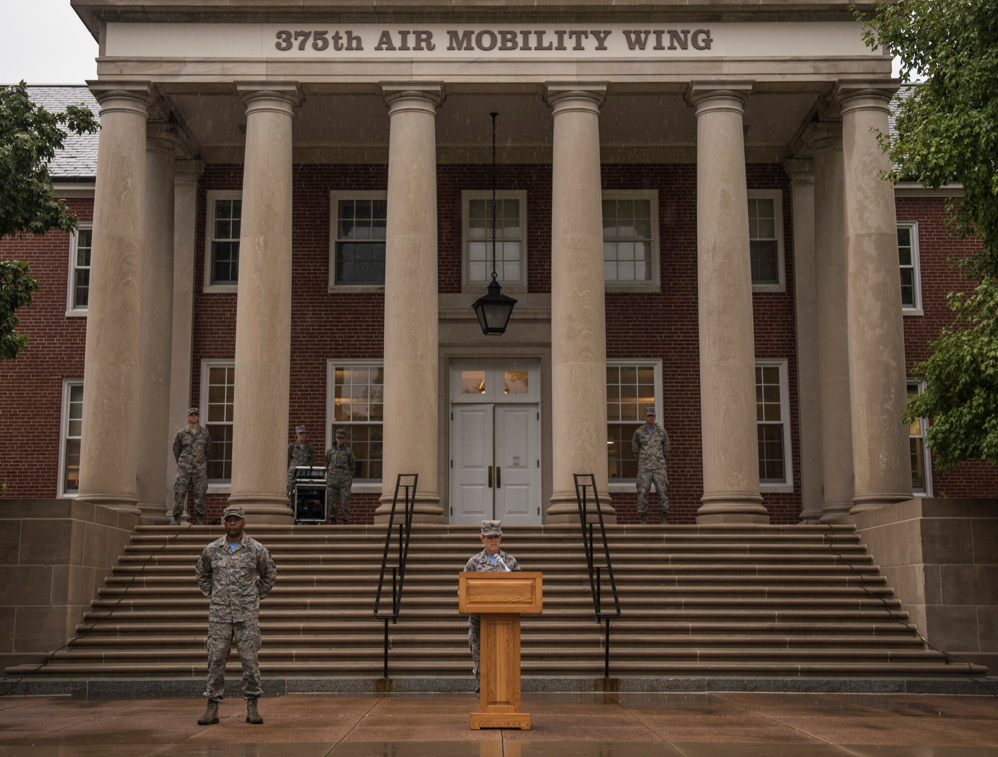 Col. Laura Lenderman, 375th Air Mobility Wing Commander, speaks to the audience on remembering the Sept. 11 attacks, Scott Air Force Base, Ill., Sept. 9, 2016. (U.S. Air Force photo/Staff Sgt. Jodi Martinez)