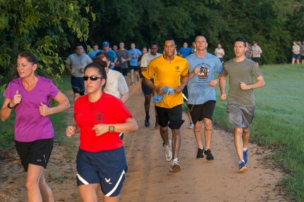 In honor of 9/11 Remembrance Day, members of Joint Base San Antonio participated in a 9-hour-and-11-minute commemorative run Sept. 9, 2016, at JBSA-Lackland Medina
Annex, Texas.