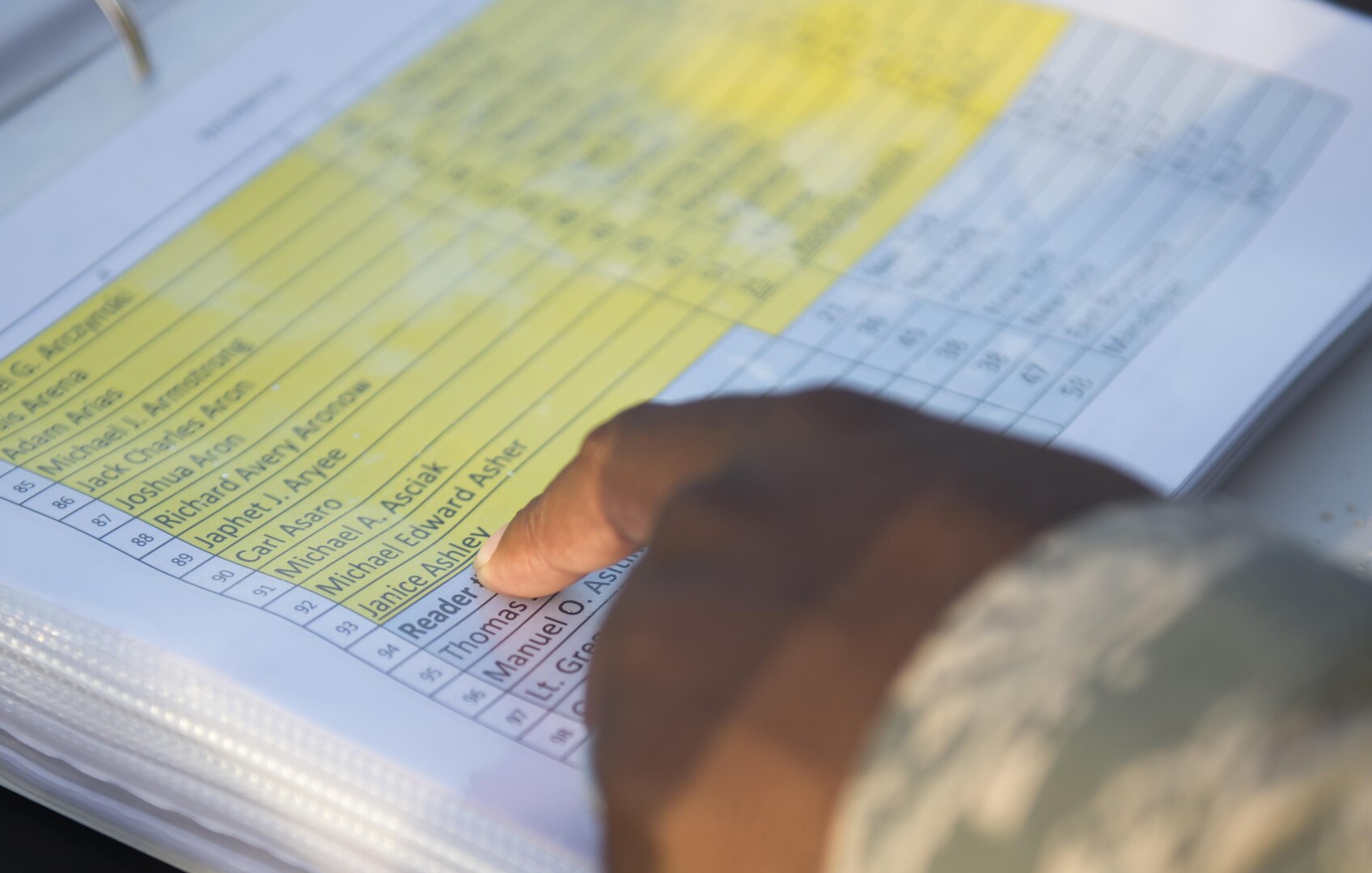 Senior Airman Terence Williams, 772nd Enterprise Sources Squadron contract specialist, reads the names, ages and hometowns of the victims of the Sept. 11, 2001, during the 9/11 Commemorative Run Sept. 6, 2016, at Joint Base San Antonio-Lackland Medina Annex, Texas.