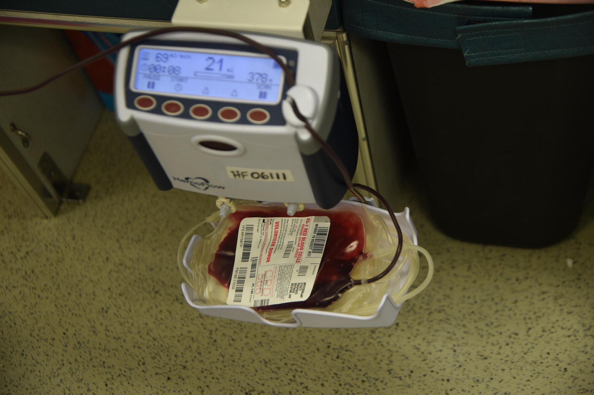 A mechanical tray agitates a mixing blood with anticoagulants to prevent clotting at Joint Base Elmendorf-Richardson, Alaska, Sept. 14, 2016. September is Alaska Blood Drive and Donation Challenge Month. Currently, only 2 percent of the Alaska population actively donates.