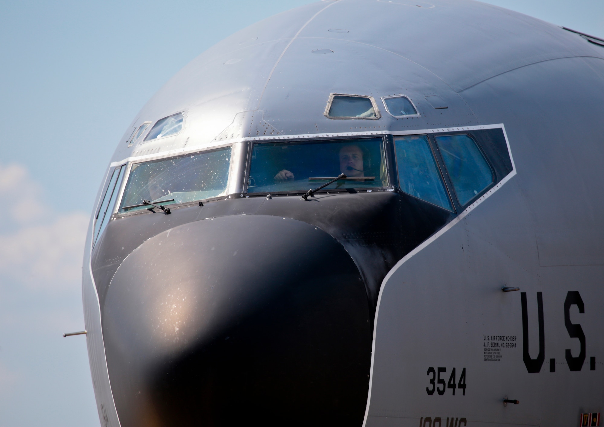 A U.S. Air Force KC-135 Stratotanker from the New Jersey Air National Guard's 108th Wing taxis on the flight line after a training mission at Joint Base McGuire-Dix-Lakehurst, N.J., August 31, 2016. The KC-135 is celebrating its 60th Anniversary today, having made its first flight on August 31, 1956. (U.S. Air National Guard photo by Tech. Sgt. Matt Hecht/Released)