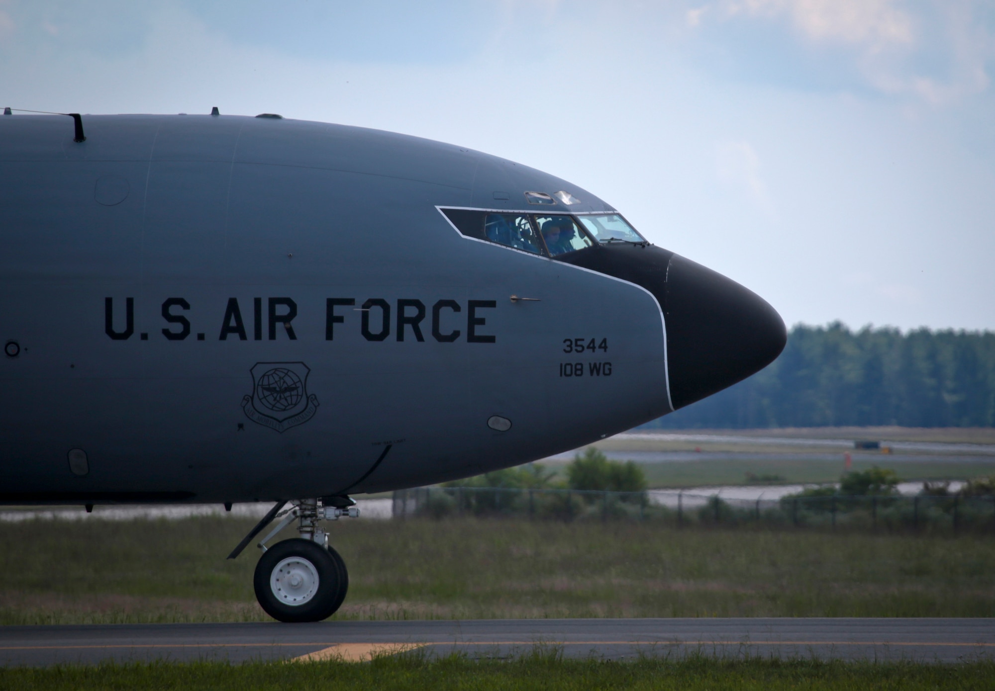 A U.S. Air Force KC-135 Stratotanker from the New Jersey Air National Guard's 108th Wing taxis to the flight line after returning from a training mission at Joint Base McGuire-Dix-Lakehurst, N.J., August 31, 2016. The KC-135 is celebrating its 60th Anniversary today, having made its first flight on August 31, 1956. (U.S. Air National Guard photo by Tech. Sgt. Matt Hecht/Released)