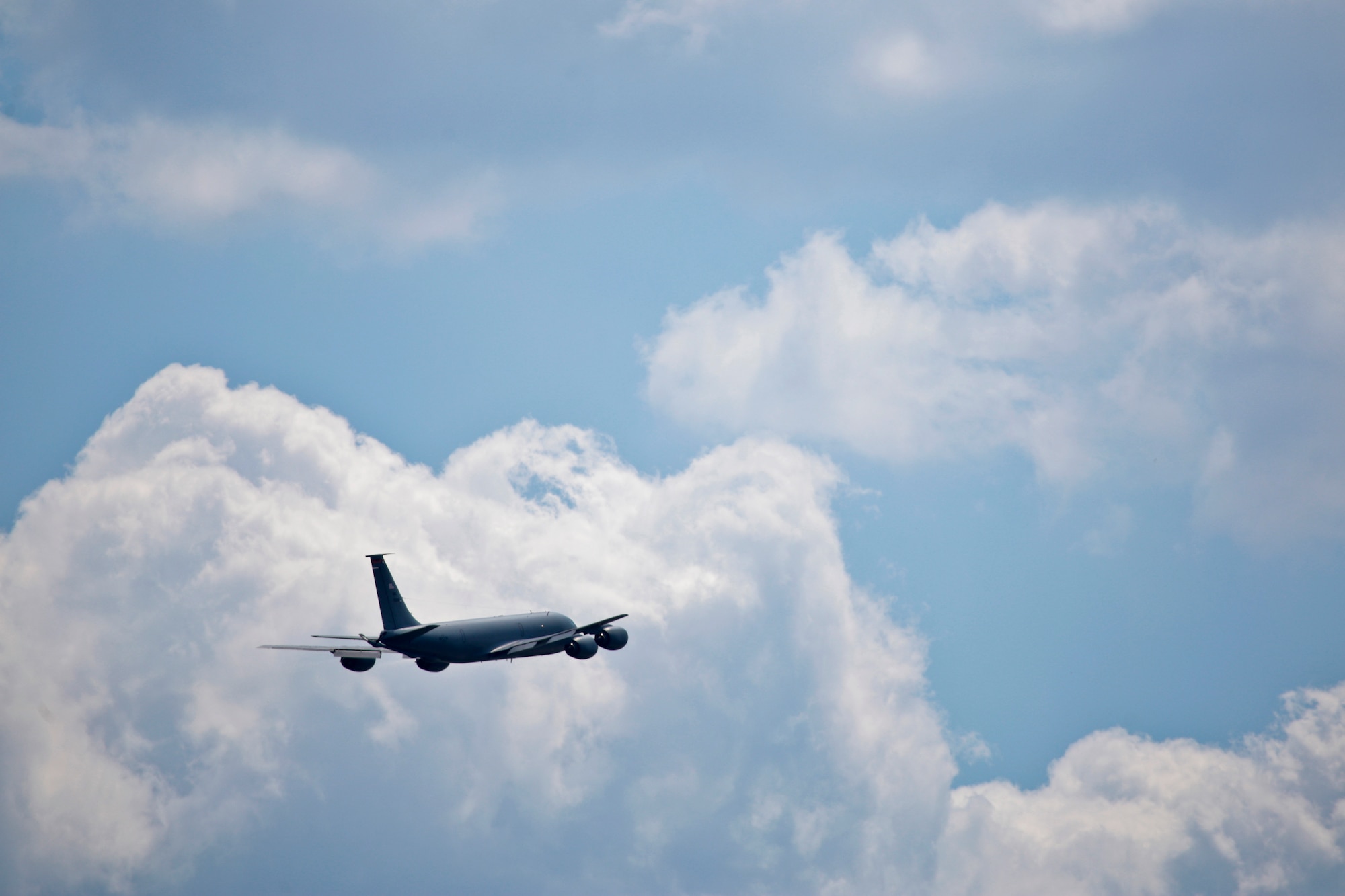 A U.S. Air Force KC-135 Stratotanker from the New Jersey Air National Guard's 108th Wing flies over Joint Base McGuire-Dix-Lakehurst, N.J., August 31, 2016. The KC-135 is celebrating its 60th Anniversary today, having made its first flight on August 31, 1956. (U.S. Air National Guard photo by Tech. Sgt. Matt Hecht/Released)
