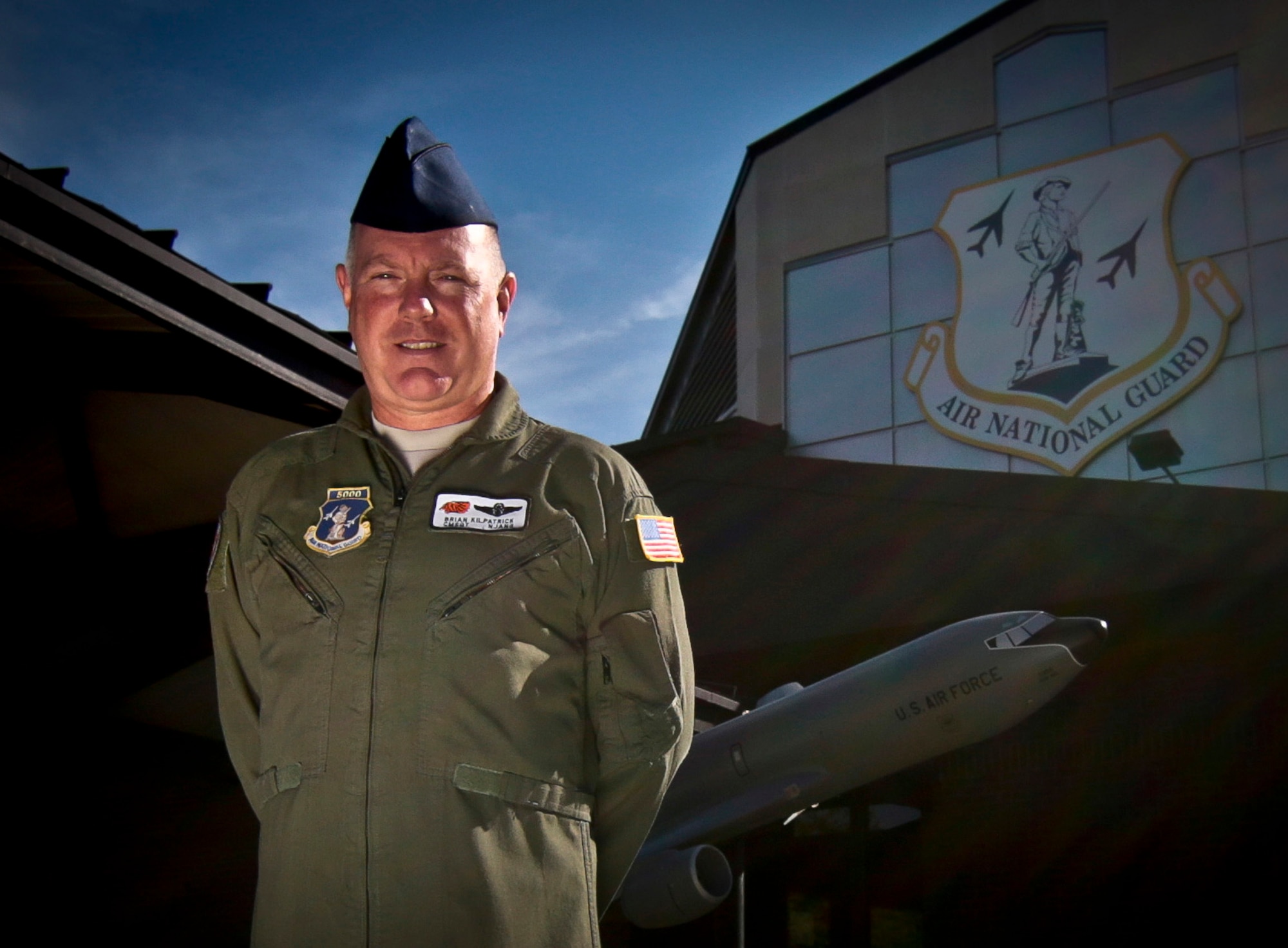 New Jersey Air National Guard Chief Master Sgt. Brian Kilpatrick, 141st Air Refueling Squadron Chief Boom Operator, poses for a portrait outside of the 108th Operations Group facility at Joint Base McGuire-Dix-Lakehurst, N.J., August 30, 2016. (U.S. Air National Guard photo by Tech. Sgt. Matt Hecht/Released)