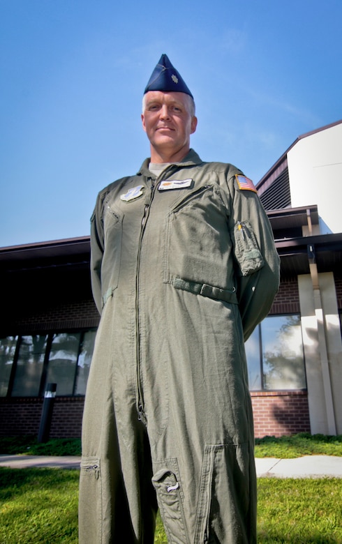 New Jersey Air National Lt. Col. Pete Desautelle, 141st Air Refueling Squadron Commander, poses for a portrait outside of the 108th Operations Group facility at Joint Base McGuire-Dix-Lakehurst, N.J., August 30, 2016. (U.S. Air National Guard photo by Tech. Sgt. Matt Hecht/Released)