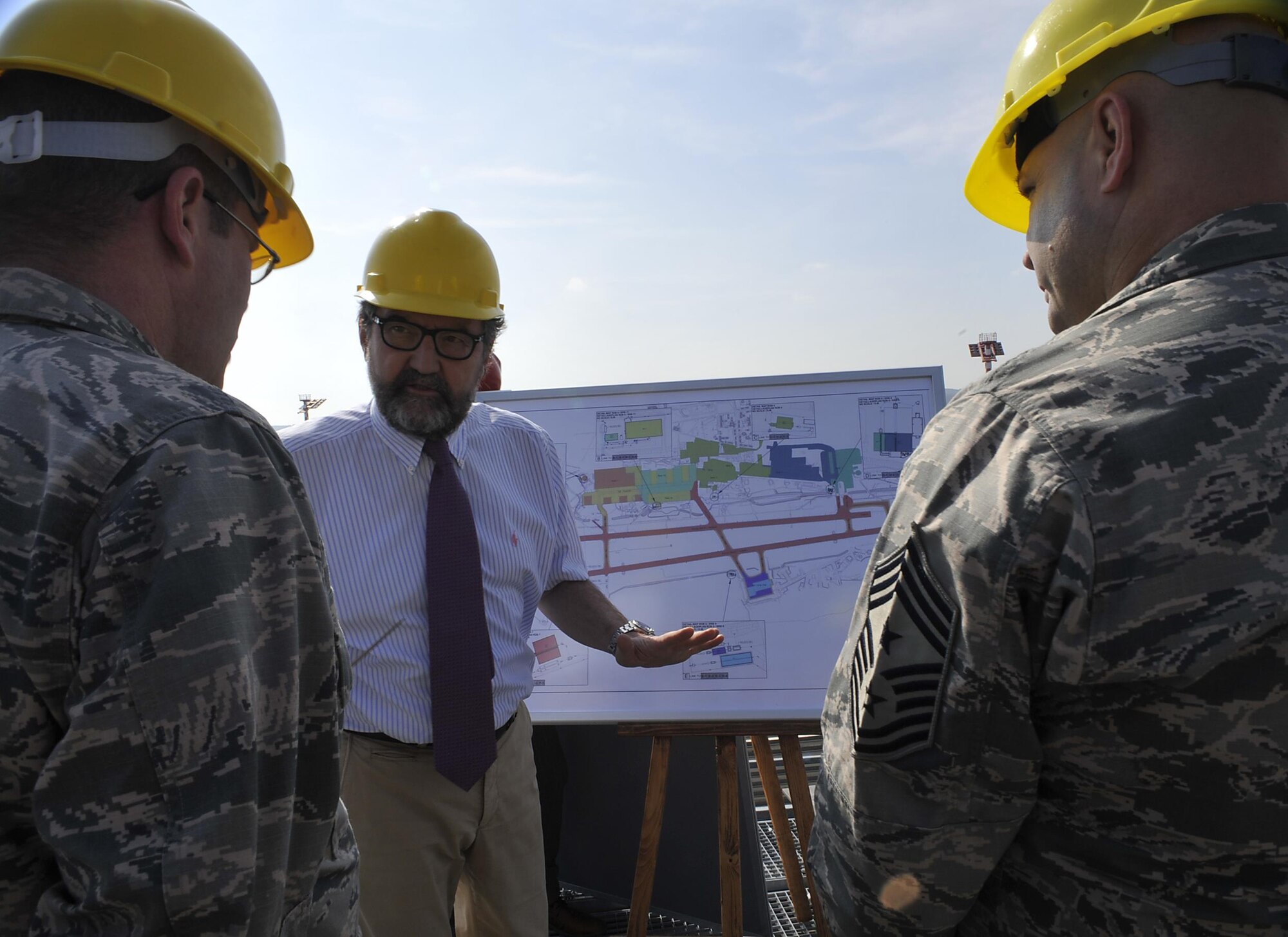 Horst Christmann, 786th Civil Engineer Squadron Kaiserslautern Military Community Center operations chief, briefs 86th Airlift Wing leaders Sept. 2, 2016, at Ramstein Air Base, Germany. Whether it’s maintaining a healthy water supply, building infrastructure or providing emergency services, 86th Civil Engineer Group Airmen play a key role in ensuring other units’ missions run smoothly. (U.S. Air Force photo/Senior Airman Larissa Greatwood)