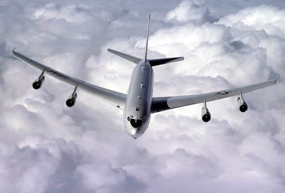 ROBINS AIR FORCE BASE, Ga. -- An E-8C Joint Surveillance Target Attack Radar System from the 93rd Air Control Wing flies a refueling mission over the skies of Georgia. The E-8C is an airborne battle management and command and control platform that conducts ground surveillance to develop an understanding of the enemy situation and to support attack operations and targeting that contributes to the delay, disruption and destruction of enemy forces. (U.S. Air Force photo by John Lasky)