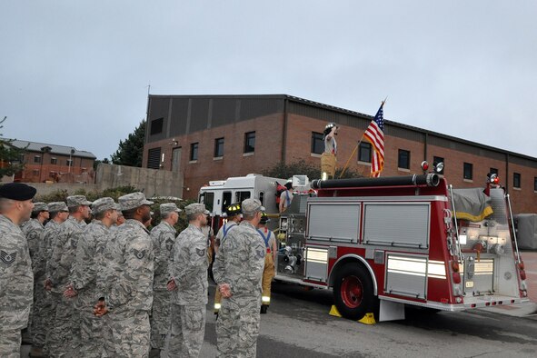 Members of the 910th Airlift Wing attend a 9/11 rememberance ceremony commemorating the 15th anniverasary of the terroist attacks on the World Trade Center and Pentagon. The ceremony was held here, Sept. 11, 2016. (U.S. Air Force photo/Master Sgt. Bob Barko Jr.)