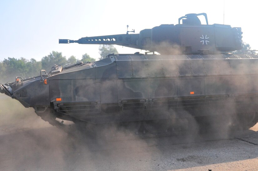 Positioning the Puma on a Live-Fire Range in Bergen, Germany Sept. 31. (U.S. Army Reserve photo by Capt. Xeriqua Garfinkel, Released)