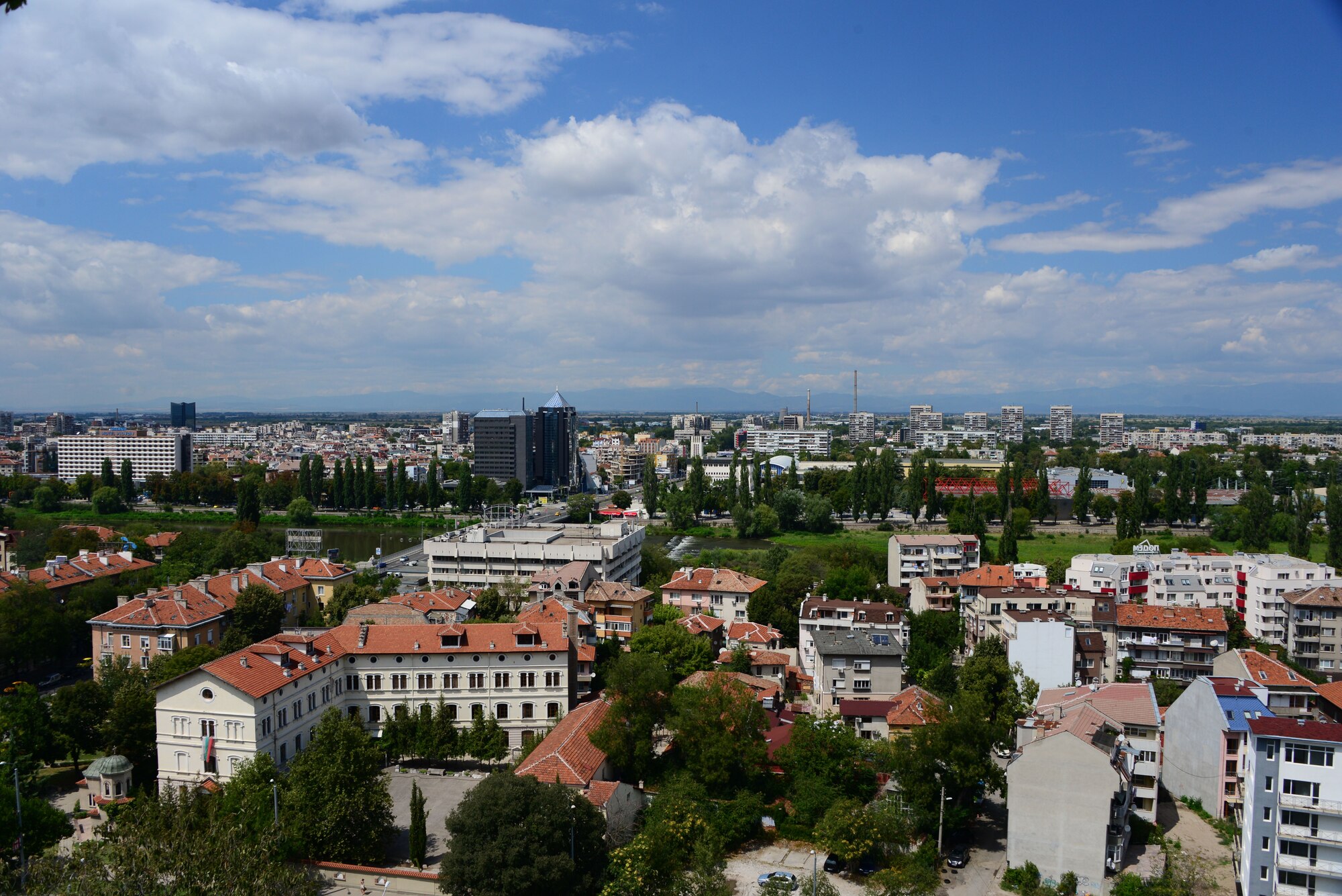 A view of Plovdiv, Bulgaria from atop a nearby hill.  Tennessee National Guard Soldiers and Airmen enjoyed a Morale Wellness and Recreation visit to Plovdiv on Aug.13, 2016 while they were deployed to Novo Selo Training Area, Bulgaria to participate in Humanitarian Civic Assistance projects.    (U.S. Air National Guard photo by Master Sgt. Kendra M. Owenby, 134 ARW Public Affairs)