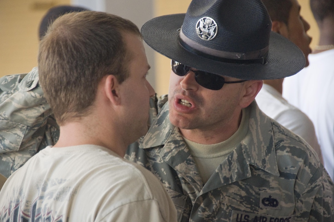 0 WOT Trainee receiving personal instruction to correct a discipline problem. (U.S. Air Force Photo Melinda Mueller)