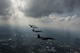 F-15E Strike Eagles assigned to the 334th Fighter Squadron at Seymour Johnson Air Force Base, N.C., fly over New York City, Sept. 10, 2016. The F-15's were flying over New York for the U.S. Open Championship woman's tennis final. (U.S. Air Force photo/Staff Sgt. Corey Hook)