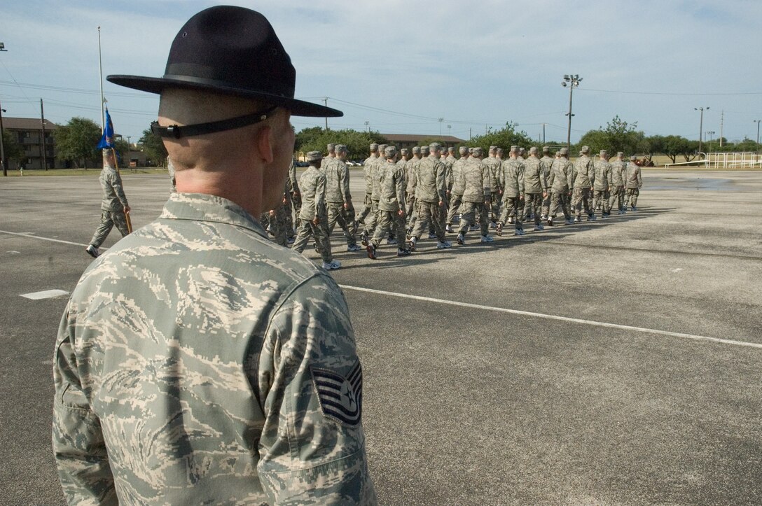 1st WOT Fundamental marching skills are taught to learn discipline, teamwork and esprit de corps.