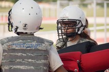 5th WOT Trainees prepare for combat during pugil stick training.