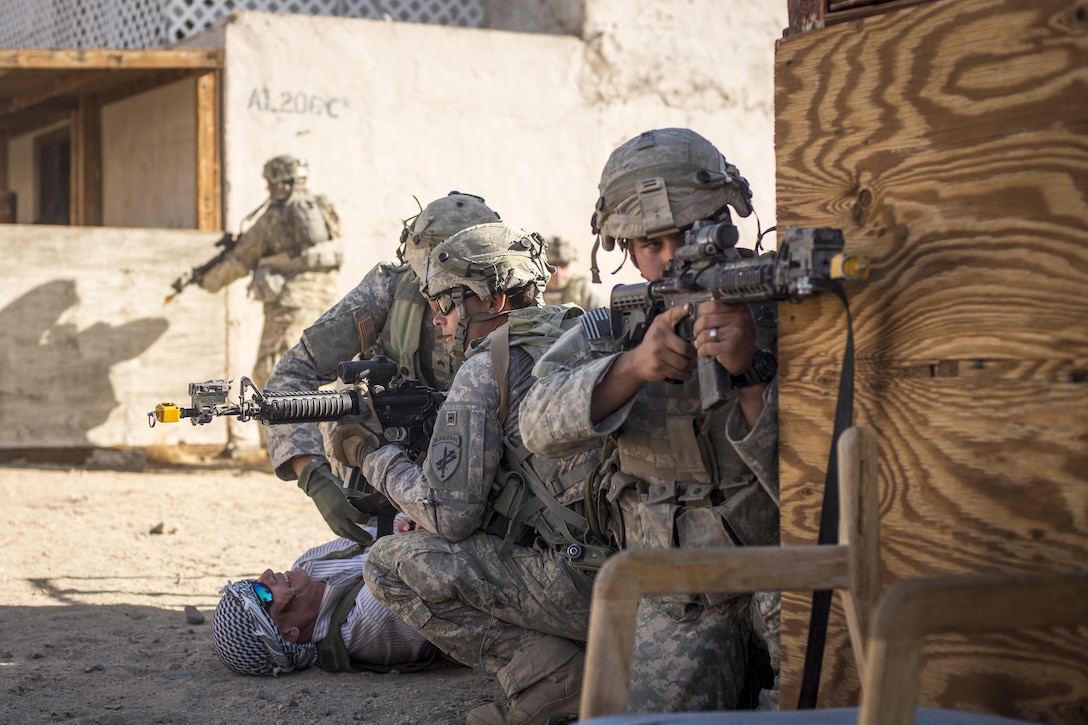 Troops from the 437th Civil Affairs Battalion hone their civil affairs capabilities at National Training Center Fort Irwin, Calif., Sept. 7, 2016. The 437th Civil Affairs Bn. keeps troops trained and proficient in order to support the s 352nd Civil Affairs Command’s mission to support the Central Command area of operations. (U.S. Army photo by Master Sgt. Mark Burrell, 352nd CACOM)