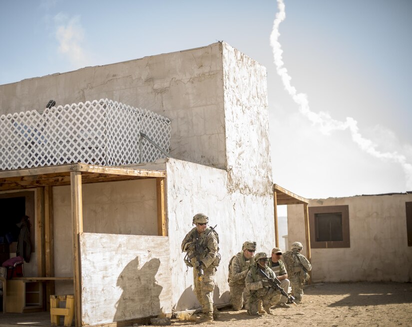 Troops from the 437th Civil Affairs Battalion hone their civil affairs capabilities at National Training Center Fort Irwin, Calif., Sept. 7, 2016. The 437th Civil Affairs Bn. keeps troops trained and proficient in order to support the s 352nd Civil Affairs Command’s mission to support the Central Command area of operations. (U.S. Army photo by Master Sgt. Mark Burrell, 352nd CACOM)