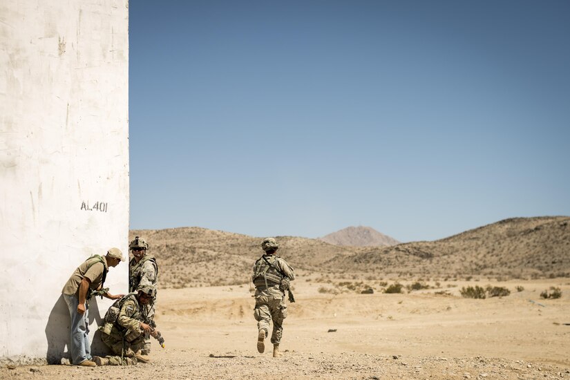 Troops from the 437th Civil Affairs Battalion hone their civil affairs capabilities at National Training Center Fort Irwin, Calif., Sept. 7, 2016. The 437th Civil Affairs Bn. keeps troops trained and proficient in order to support the s 352nd Civil Affairs Command’s mission to support the Central Command area of operations. (U.S. Army photo by Master Sgt. Mark Burrell, 352nd CACOM)