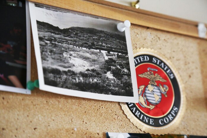 Former Marine Sgt. Warren Jorgenson, 96, a World War II veteran, resides in Riverside Retirement Community in Bennington, Nebraska, where his home is scattered with memorabilia from his eventful life. (U.S. Marine Corps photo by Cpl. Jennifer Webster/Released)