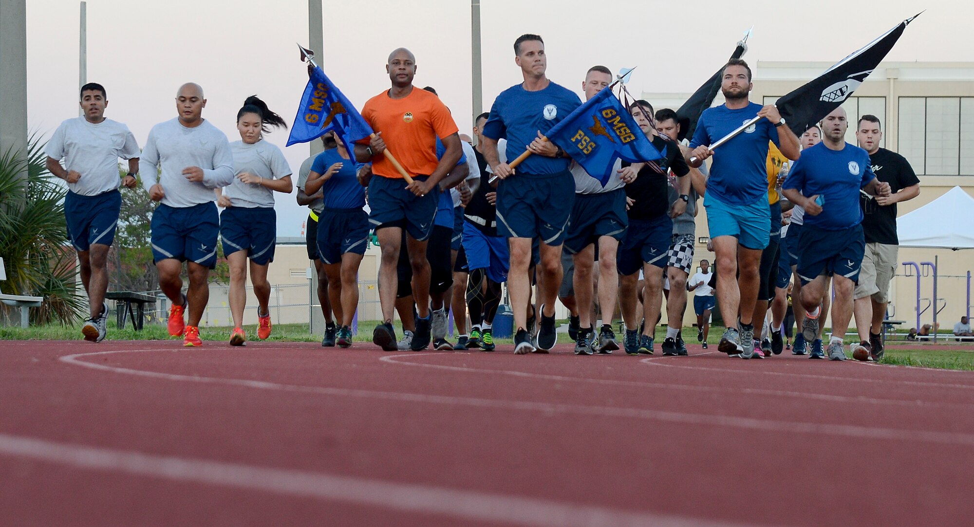 Members of Team MacDill run during the POW/MIA Run/Walk, Sept. 16, 2016 at MacDill Air Force Base, Fla. The MacDill Air Force Sergeants Association, chapter 552, hosted the run/walk event in honor of National POW/MIA Recognition Day that is held every year on the third Friday in September. (U.S. Air Force photo by Senior Airman Jenay Randolph) 