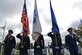 U.S. Airmen assigned to the 20th Force Support Squadron honor guard present the colors during a National POW/MIA Recognition Day ceremony at Shaw Air Force Base, S.C., Sept. 16, 2016. The honor guardsmen, in conjunction with soldiers assigned to U.S. Army Central, provided the presentation of colors, a three-volley rifle salute and played Taps for the ceremony. (U.S. Air Force photo by Airman 1st Class Destinee Sweeney)