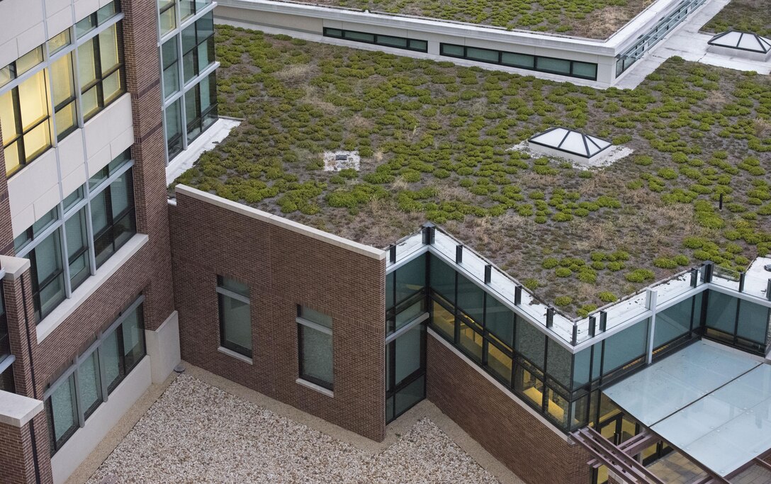 The William A. Jones III building on Joint Base Andrews, Md., is a Leadership in Energy and Environmental Design certified building. It features approximately 48,000 square feet of environmentally friendly green roof space. (U.S. Air Force photo by Airman 1st Class Rustie Kramer)