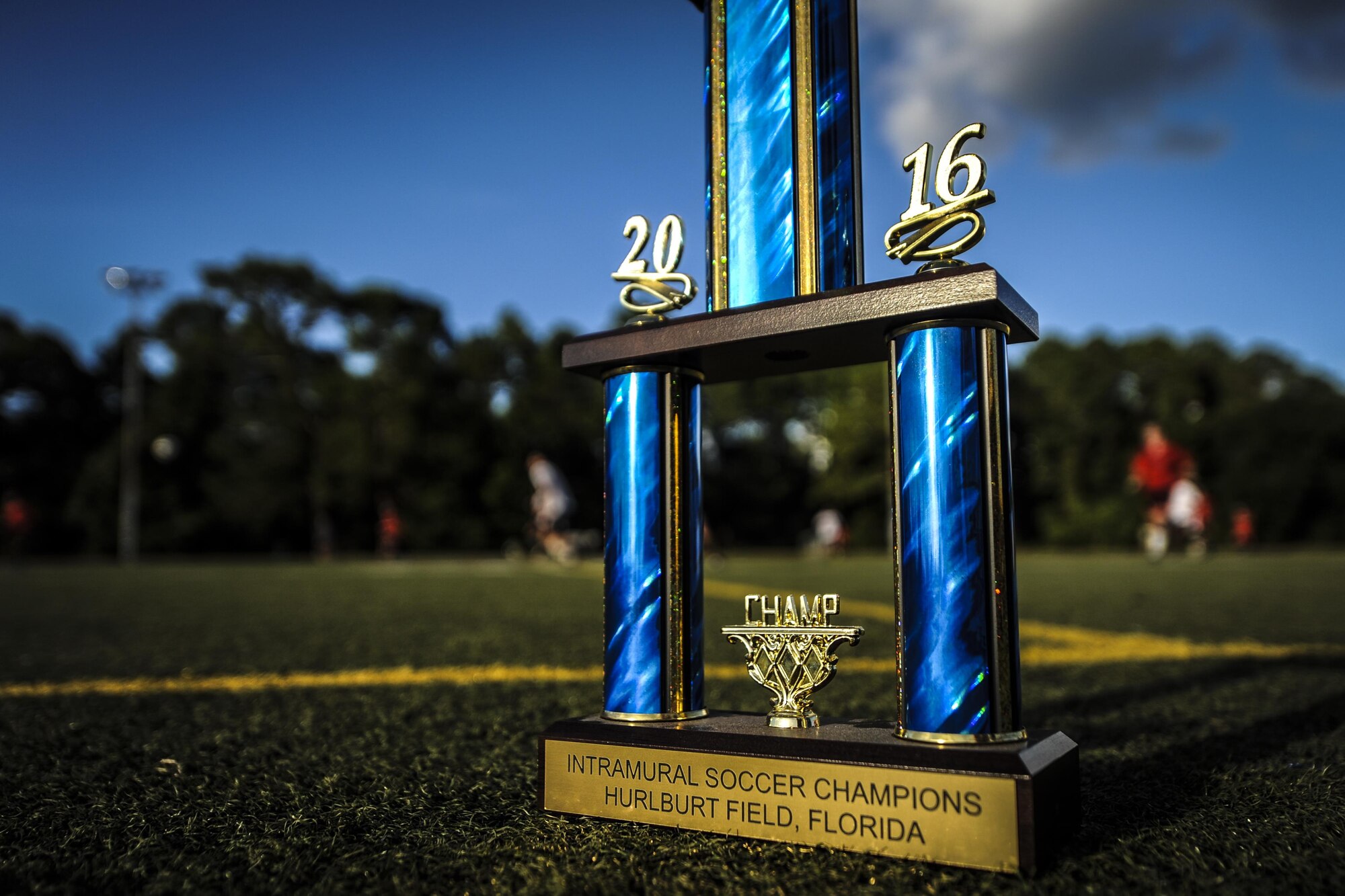 The 1st Special Operations Medical Group and the 319th Special Operations Squadron competed in the 2016 Intramural Soccer Championship at Hurlburt Field, Fla., Sept. 13, 2016. The 1st SOMDG won the 2016 Intramural Soccer Championship after a double-elimination match-up. (U.S. Air Force photo by Airman Dennis Spain)
