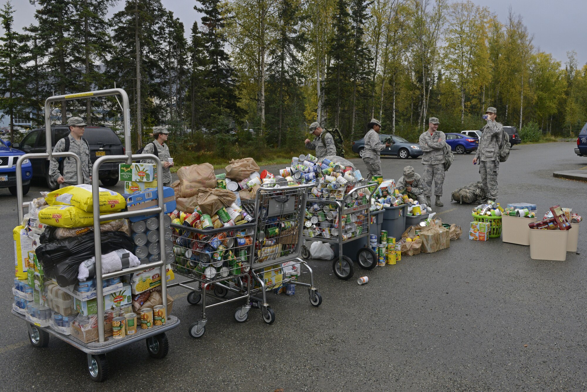 The 673d Medical Group hosted a POW/MIA ruck march at Joint Base Elmendorf-Richardson, Alaska, Sept. 16, 2016. More than 200 personnel including Airmen, Soldiers and Royal Canadian Air Force members, marched a total of five miles carrying 20 lbs. of canned food to deliver and donate to the Alaska Fisher House. 