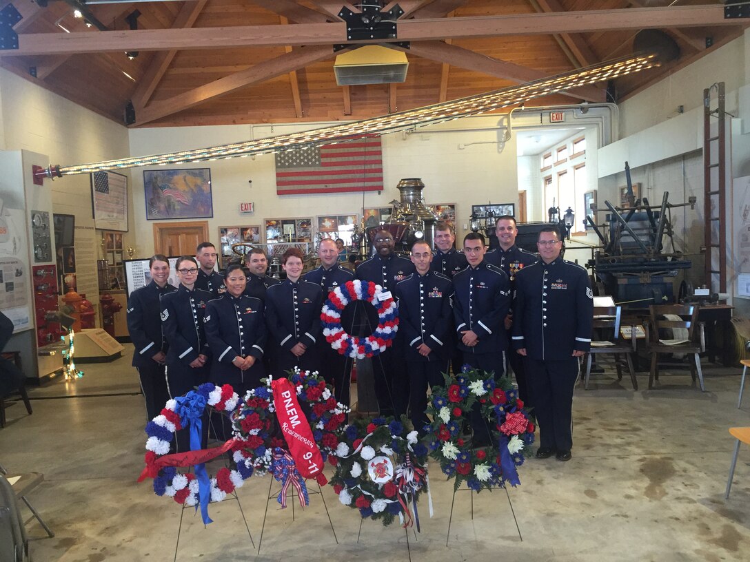 Members of the Air National Guard Band of the Northeast at the Pennsylvania National Fire Museum on September 11, 2016.  (U.S. Air Force photo by Technical Sergeant Shawn Estes/released)