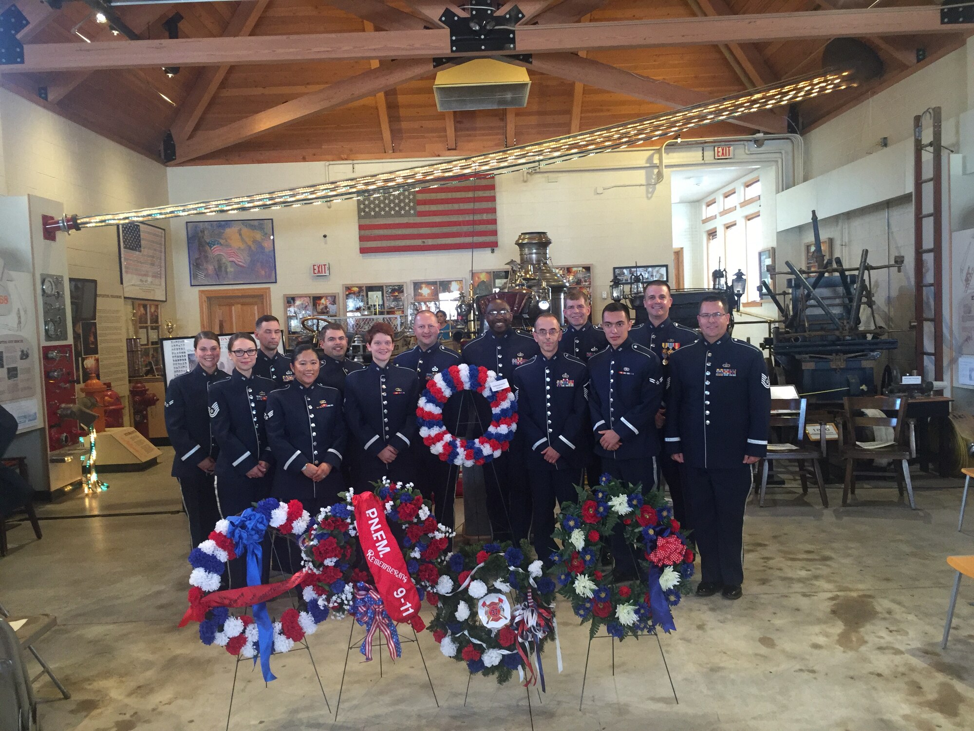 Members of the Air National Guard Band of the Northeast at the Pennsylvania National Fire Museum on September 11, 2016.  (U.S. Air Force photo by Technical Sergeant Shawn Estes/released)