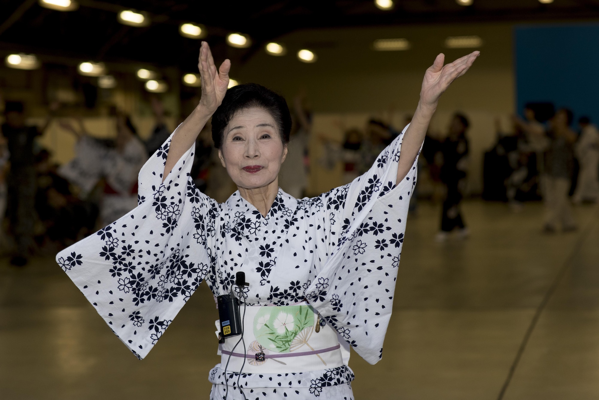 A Bon dancer performs during the 2016 Friendship Festival at Yokota Air Base, Japan, Sept. 18, 2016. The Friendship Festival is a two-day bilateral event aimed at enhancing the United States and Japanese relationship. (U.S. Air Force photo by Staff Sgt. Michael Washburn/Released)