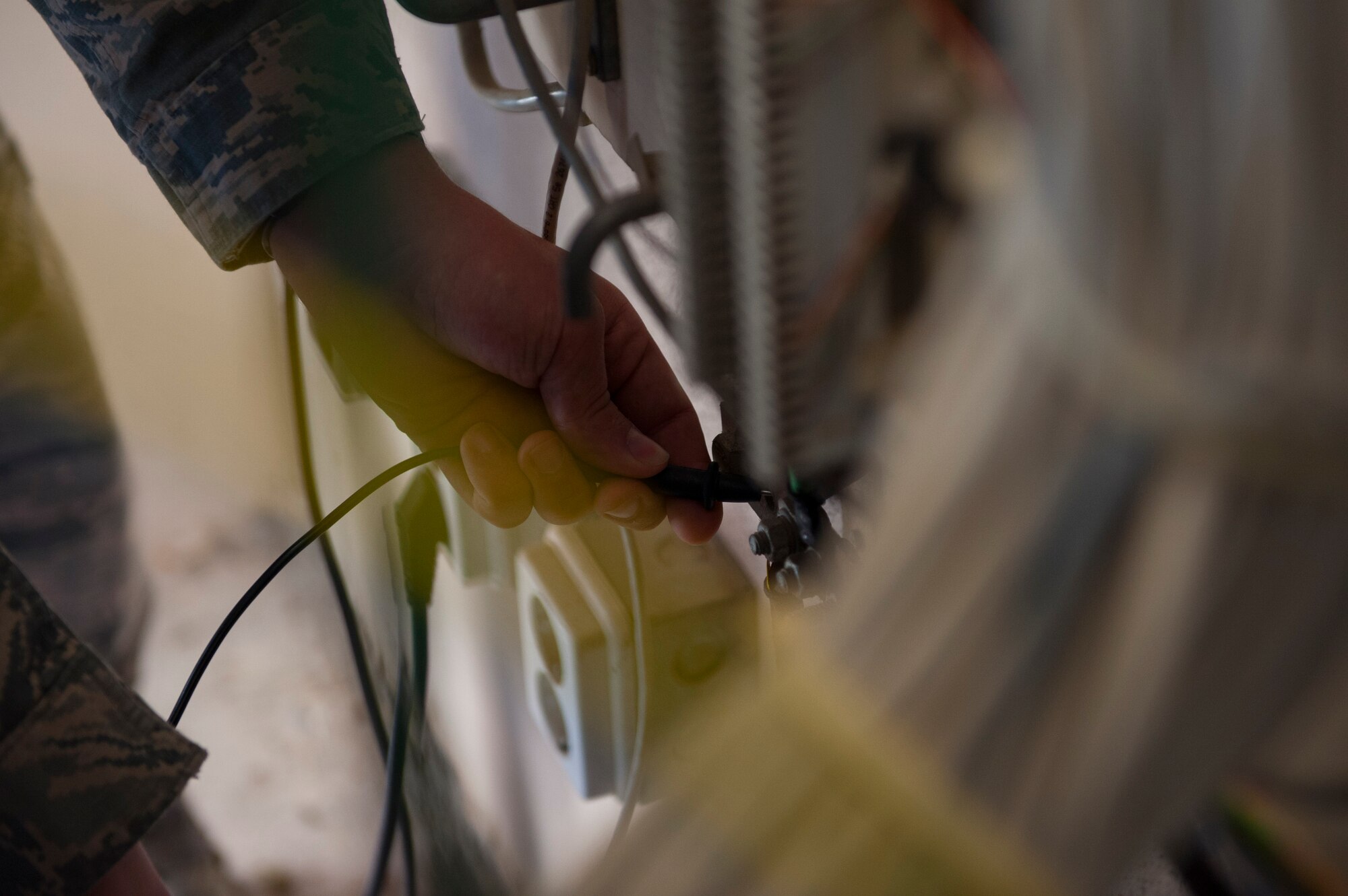 U.S. Air Force Airman 1st Class Harrison Jones, 39th Communications Squadron cyber transport technician, performs a preventative maintenance inspection (PMI) Sept. 19, 2016, at Incirlik Air Base, Turkey. Airmen inspect network systems to ensure all equipment is compliant within all standards. (U.S. Air Force photo by Airman 1st Class Devin M. Rumbaugh)