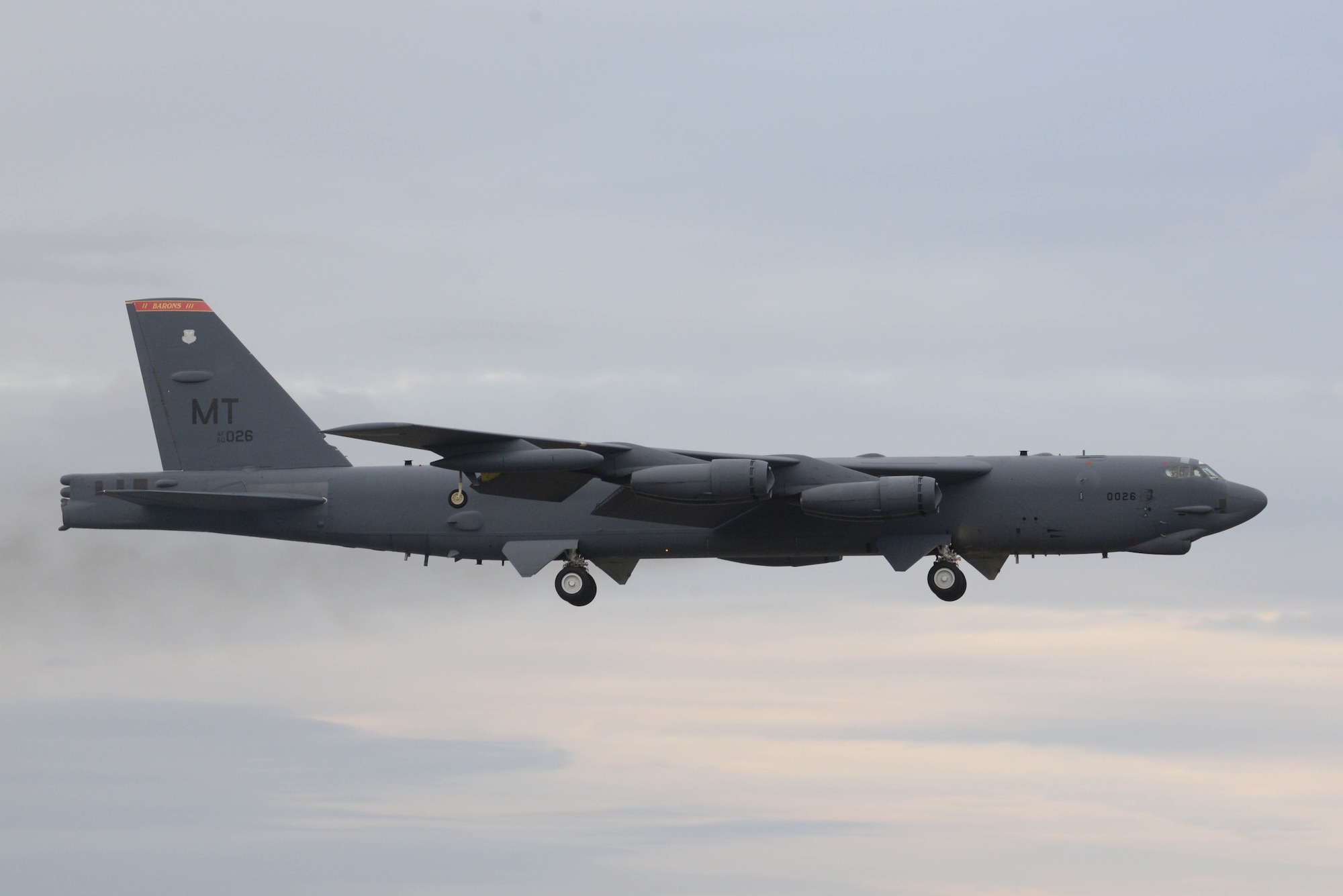 A B-52H Stratofortress takes off during Prairie Vigilance 16-1 at Minot Air Force Base, N.D., Sept. 16, 2016. The exercise was part of Prairie Vigilance, which was designed to test the 5th Bomb Wing’s ability to conduct conventional and nuclear-capable bomber operations. (U.S. Air Force photo/Airman 1st Class Jessica Weissman)