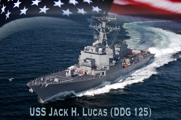 A graphic representation of the future USS Jack H. Lucas. Navy photo by MC1 Armando Gonzales