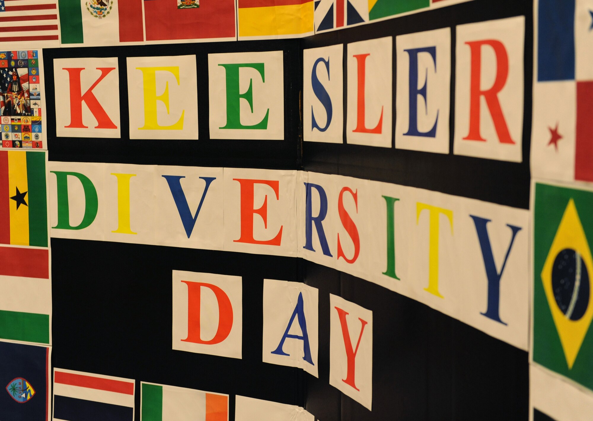 A poster board sits on display during Diversity Day at the Bay Breeze Event Center Sept. 13, 2016, on Keesler Air Force Base, Miss. The cultural celebration included food sampling and information booths about countries around the world and other special emphasis groups. (U.S. Air Force photo by Kemberly Groue/Released)
