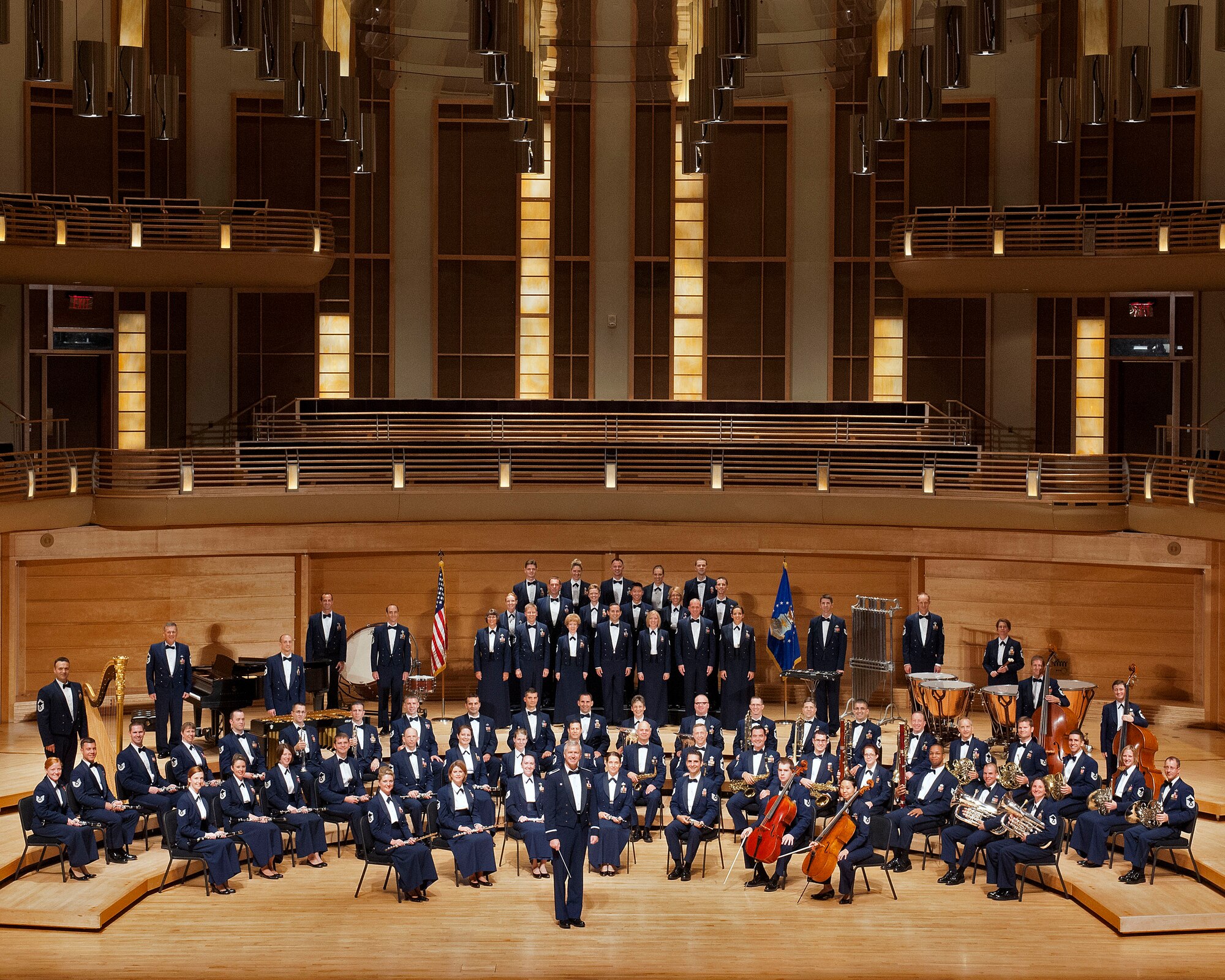 The Air Force Concert Band & Singing Sergeants with commander and conductor, Col. Larry H. Lang. (U.S. Air Force photo)

