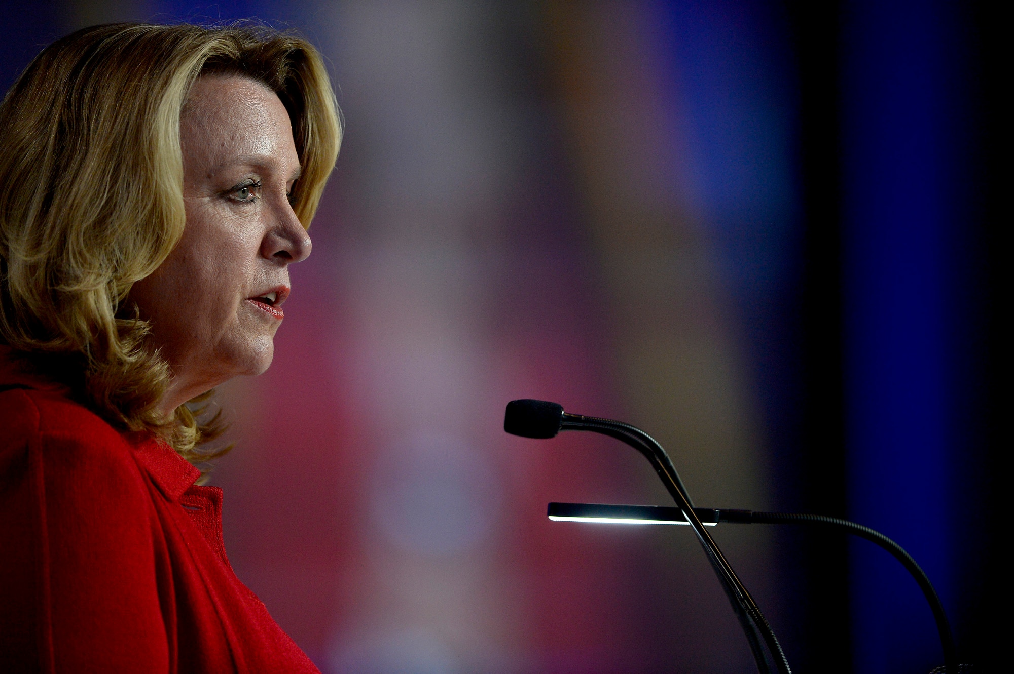 Air Force Secretary Deborah Lee James gives her "State of the Force" address during the Air Force Association's Air, Space and Cyber Conference in National Harbor, Md., Sept. 19, 2016. (U.S. Air Force photo/Scott M. Ash)