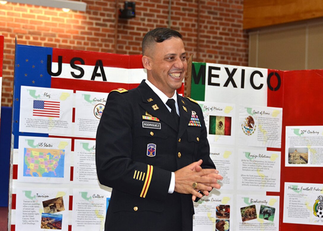 The Hispanic Heritage Month kickoff was held for Defense Logistics Agency employees on Defense Supply Center Richmond, Virginia, Sept. 16, 2016. Guest speaker Army Lt. Col. Luis Rodriguez  Exercise Support Division chief, Logistics Exercise and Simulations Directorate, U.S. Army Training and Doctrine Command from Fort Lee, Virginia speaks about the contributions Hispanics make to our nation and his personal perspectives as a Hispanic American. 