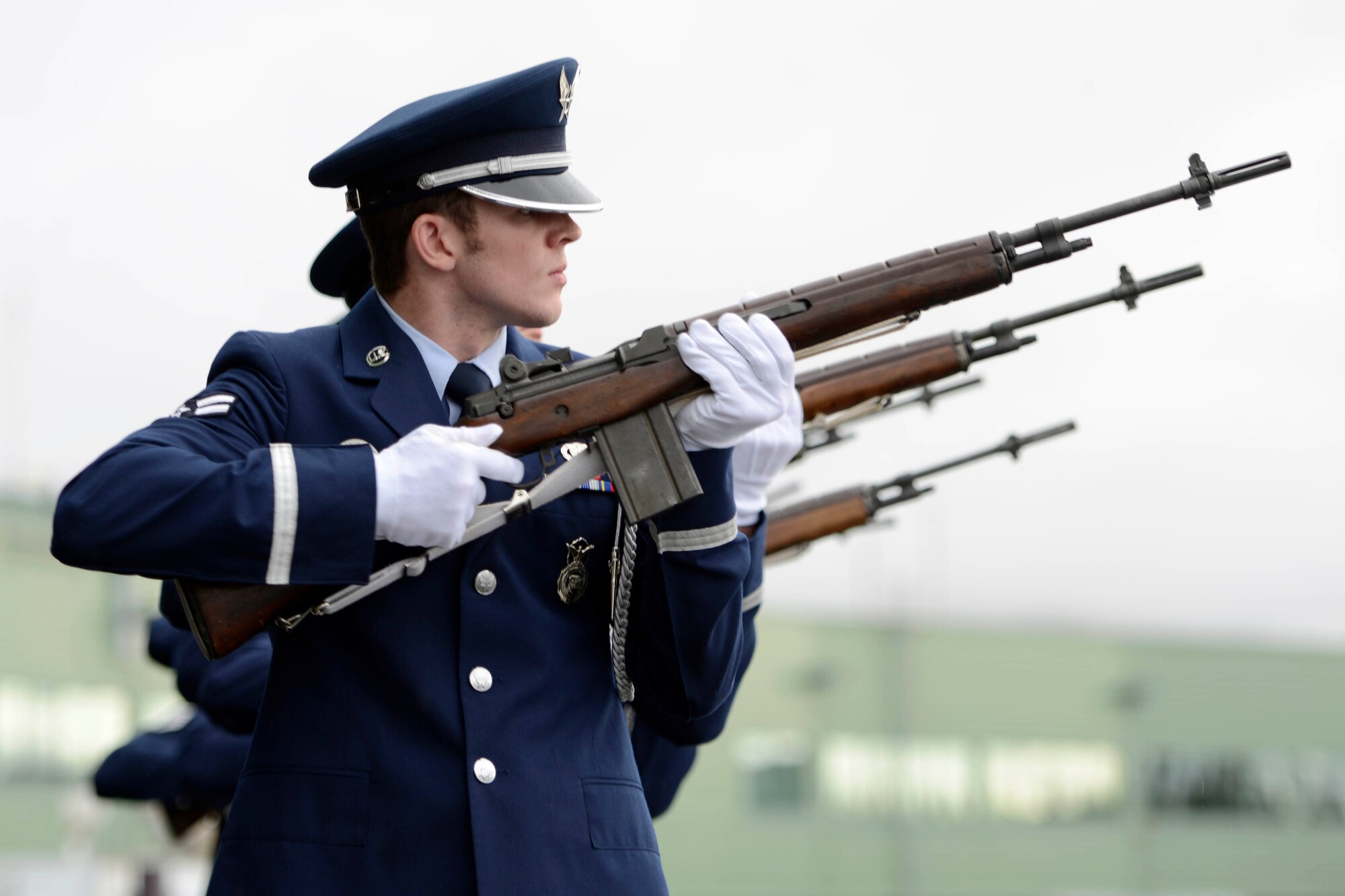 The Joint Base Elmendorf-Richardson base honor guard perform a 21-gun salute during the POW/MIA ceremony at the Alaska National Guard Armory, Sept. 16, 2016. Alaska Gov. Bill Walker proclaimed Sept. 16 POW/MIA Recognition Day. “Alaskans are encouraged to honor, support, and remember those who were prisoners of war, those presently missing in action, and their loved ones, and I direct that all state agencies in possession of a POW/MIA flag shall fly [it],” the governor said. 