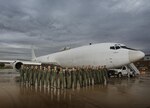 Members of U.S. Strategic Command stand in front of their U.S. Navy E6-B Mercury at Minot Air Force Base, N.D., Sept. 19, 2016. The crew operates as the Airborne Command Post, having the ability to command and control U.S. STRATCOMâ€™s Intercontinental Ballistic Missiles. One of nine DoD unified combatant commands, USSTRATCOM has global strategic missions assigned through the Unified Command Plan that include strategic deterrence; space operations; cyberspace operations; joint electronic warfare; global strike; missile defense; intelligence, surveillance and reconnaissance; combating weapons of mass destruction; and analysis and targeting. (U.S. Air Force photo by Airman 1st Class J.T. Armstrong)