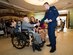 U.S. Air Force (ret.) Master Sgt. Fay Steele, left, Armed Forces Retirement Home retiree, shakes hands with Airman 1st Class Logan Wisnoski, 11 Civil Engineer Squadron, during the Armed Forces Retirement Home’s 69th Air Force Birthday Celebration in Washington, D.C., Sept. 16, 2016. Steele and Wisnoski had the privilege of cutting the cake as the oldest and youngest Airmen.