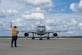 The NATO Air Chiefs’ plane is ushered in after arriving at Joint Base Andrews, Md., Sept. 18, 2016. They arrived in the U.S. for the semi-annual NATO Air Chiefs Symposium to discuss air and space power. 