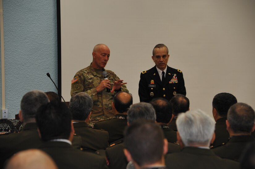 Lt. Gen. Charles D. Luckey, the 33rd Chief of Army Reserve and 8th Commanding General U.S. Army Reserve Command, visited the 1st Mission Support Command, its non-aligned units and Fort Buchanan, PR on Sept. 15. Luckey swore-in June 30, 2016, as the senior leader for nearly 200,000 Army Reserve Soldiers across all 50 states and U.S. territories. During his visit, Lt. Gen. Luckey greeted the "Union Pan-Americana de Oficiales de la Reserva de las Fuerzas Armadas" (UPORFA) leaders during the UPORFA Annual Meeting held at the Community Club on Fort Buchanan. During his remarks, he emphasized the importance of presence.
