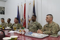 Command Sgt. Maj. William F. Thetford, command senior enlisted leader of the U.S. Central Command, visited Soldiers of the 338th Transportation Detachment at the Kuwait Naval Base, Sept. 14, 2016 to get direct insight into the Soldiers' concerns, accomplishments, and current sustainment operations.

Thetford held a private luncheon with the 338th THOD Soldiers and allowed them to speak freely about their take on the current state of operations.